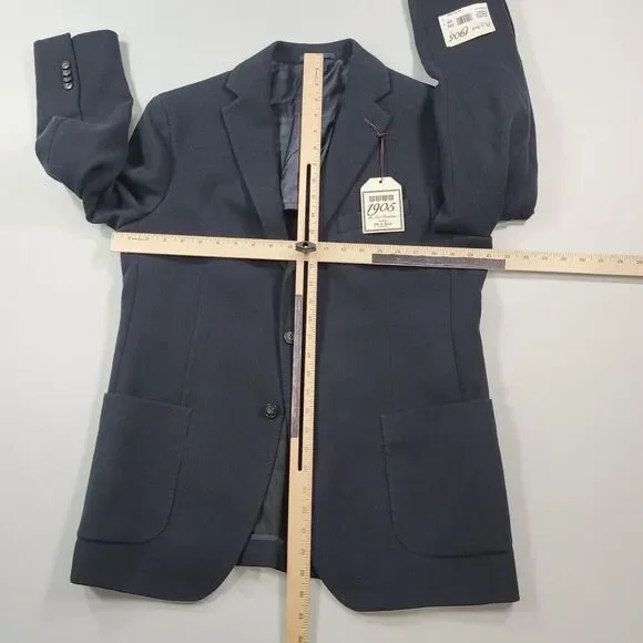 JoS A Bank Sport Coat Mens 42R 42‎ Midnight Blue Herringbone Tailored Fit 1905